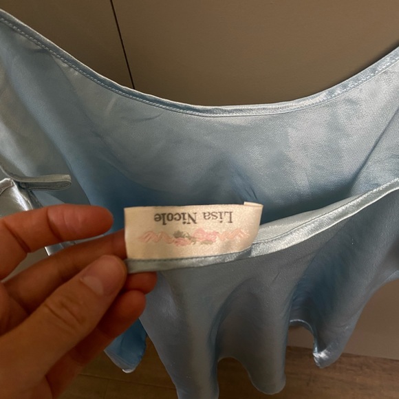 Vintage Blue Faux Silk Shirt - Picture 5 of 5